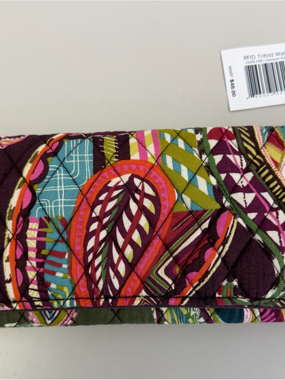 NWT Vera Bradley Quilted Heirloom Paisley RFID Trifold Wallet